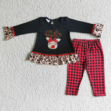 Load image into Gallery viewer, Reindeer embroidery tunic leggings Christmas kids clothing