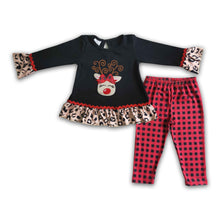 Load image into Gallery viewer, Reindeer embroidery tunic leggings Christmas kids clothing