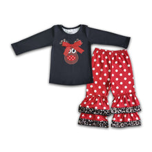 Load image into Gallery viewer, Reindeer shirt ruffle pants children Christmas outfits