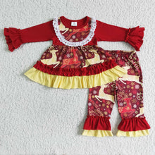 Load image into Gallery viewer, Reindeer print tunic baby girls Christmas outfits