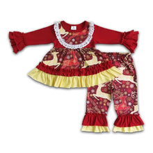 Load image into Gallery viewer, Reindeer print tunic baby girls Christmas outfits