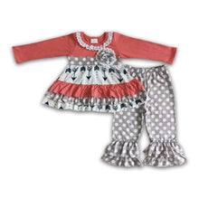 Load image into Gallery viewer, Arrow print ruffle tunic ruffle pants kids boutique clothing