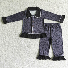 Load image into Gallery viewer, Black leopard print baby girls boutique pajamas