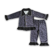 Load image into Gallery viewer, Black leopard print baby girls boutique pajamas