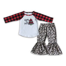 Load image into Gallery viewer, Merry and bright leopard pants children Christmas outfits