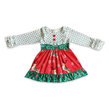 Load image into Gallery viewer, Reindeer print long sleeve Christmas baby girls dresses