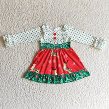 Load image into Gallery viewer, Reindeer print long sleeve Christmas baby girls dresses