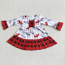 Load image into Gallery viewer, Deer print long sleeve girls Christmas dresses