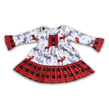 Load image into Gallery viewer, Deer print long sleeve girls Christmas dresses