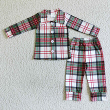 Load image into Gallery viewer, Long sleeve plaid boy Christmas pajamas