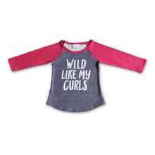 Load image into Gallery viewer, Wild like my curls girls long sleeve raglan