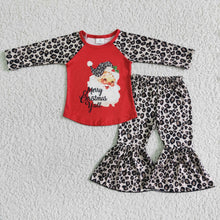 Load image into Gallery viewer, Merry Christmas y'all leopard pants girls outfits