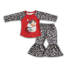 Load image into Gallery viewer, Merry Christmas y'all leopard pants girls outfits