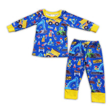 Load image into Gallery viewer, Excavator print boy long sleeve pajamas