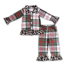 Load image into Gallery viewer, Plaid leopard  pajamas Christmas sleepwear
