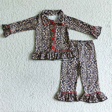 Load image into Gallery viewer, Leopard print long sleeve baby girls pjs
