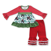 Load image into Gallery viewer, Christmas trucks tunic ruffle pants children clothing girls