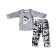 Load image into Gallery viewer, Santa screen print camo pants boy Christmas outfits