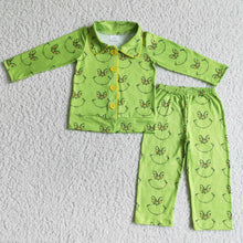 Load image into Gallery viewer, Cute green face boy Christmas sleep wear