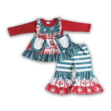 Load image into Gallery viewer, Pockets patchwork girls Christmas outfits