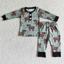 Load image into Gallery viewer, Cow print long sleeve boy pajamas