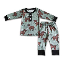 Load image into Gallery viewer, Cow print long sleeve boy pajamas
