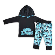 Load image into Gallery viewer, Digging machine tractor print boy hoodies set