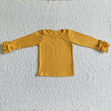 Load image into Gallery viewer, Yellow long ruffle sleeve cotton shirt
