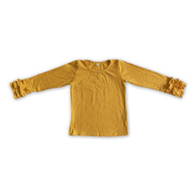 Load image into Gallery viewer, Yellow long ruffle sleeve cotton shirt