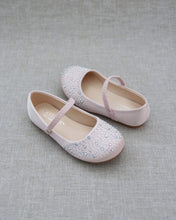 Load image into Gallery viewer, Satin Maryjane Flats with Rhinestones Embellishment