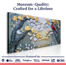 Load image into Gallery viewer, Golden Petals and Scarlet Wings Wall Art
