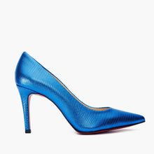 Load image into Gallery viewer, The Maple Sax Blue Leather Pump Fuchsia Sole Women Shoe