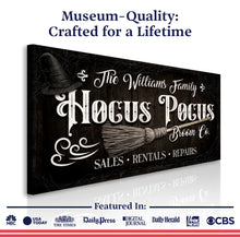 Load image into Gallery viewer, Personalized Hocus Pocus Broom Co. Wall Sign