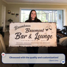 Load image into Gallery viewer, Personalized Basement Bar Sign: Custom Bar Signs for Home Bar – Perfect Man Cave Wall Decor