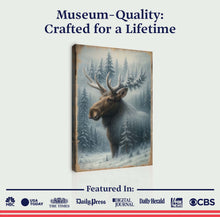 Load image into Gallery viewer, Snowy Forest Moose Double Exposure Wall Art