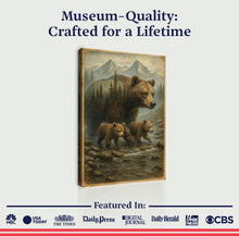 Load image into Gallery viewer, Mother Bear and Cubs Crossing Double Exposure Wall Art