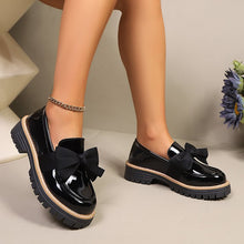 Load image into Gallery viewer, Women's Bow Tie Chunky Heel Pumps - Slip-On Round Toe Loafers