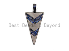 Load image into Gallery viewer, Gunmetal Triangle Shape with Blue/Pink/Black Arrow Pave CZ Pendant, CZ Pave Pendant, 20x46mm, sku#X103