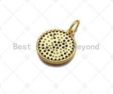 Load image into Gallery viewer, CZ Micro Pave North Star Moon Globe On Round Coin Shape Charm,Cubic Zirconia Medallion Charm, Necklace Bracelet Charm,12x14mm, Sku#LK234