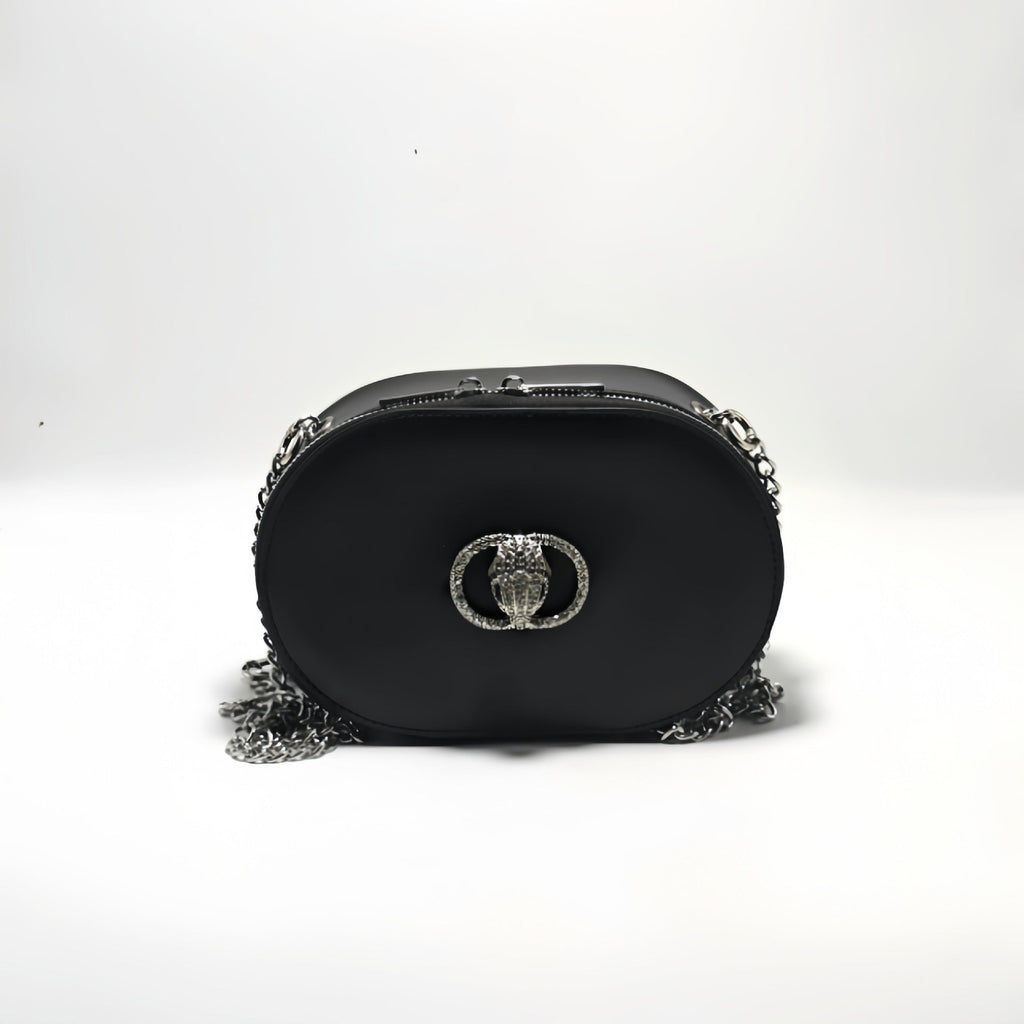 Women's Patent Leather Crossbody Bag - Compact Shoulder Bag with Adjustable Strap