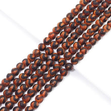 Load image into Gallery viewer, Natural Dark Orange with Black Wavy Line Tibetan Agate Round Smooth Beads, 8mm, Sku#U1558