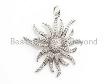 Load image into Gallery viewer, CZ Micro Pave Sunburst Pendant/Charm, Cubic Zirconia Pave Pendant, 30x32mm,sku#F352