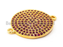 Load image into Gallery viewer, CZ Micro Pave Fuchsia Round Disc Connector,16x19mm, SKU#A45c
