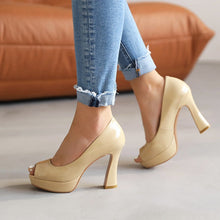 Load image into Gallery viewer, Women's Peep-Toe Stiletto Heels | Classic Solid Color High Heels | Fish-Mouth Slip-On Dress Shoes