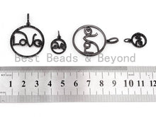 Load image into Gallery viewer, Black CZ Pave On Black  Micro Pave Love Shaped Round Pendant,Cubic Zirconia Love Pave Pendant Beads, Pave Pendant, 27x30/12x15mm, SKU#F364