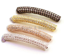 Load image into Gallery viewer, CZ Micro Pave 32x5mm Half Full Pave Tube for Bracelet/Necklace, Cubic Zirconia Separator Tube, Tube Beads, sku#G7