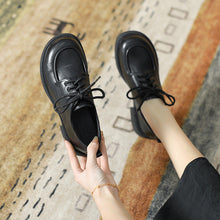 Load image into Gallery viewer, Women's British-Style Lace-Up Leather Loafers | Soft Sole Round Toe Everyday Shoes