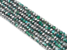 Load image into Gallery viewer, Half Silver Plated Green Banded Agate Rondelle Faceted Beads, Sku#UA249