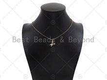 Load image into Gallery viewer, CZ Micro Pave Scissors Shape Pendant,18K Dainty Gold Charm,
