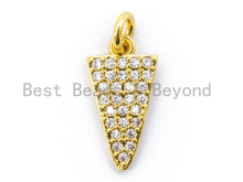 Load image into Gallery viewer, White CZ Micro Pave Triangle Charm for Necklace Bracelet, Cubic Zirconia Charms, 19x8mm,sku#F166